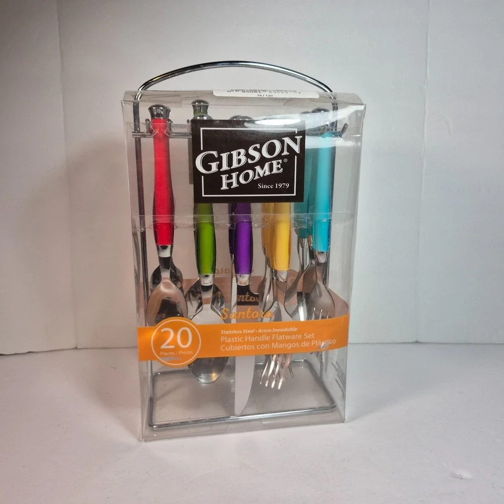 Gibson Home Santoro 20-Piece Stainless Steel Flatware Set Hanging